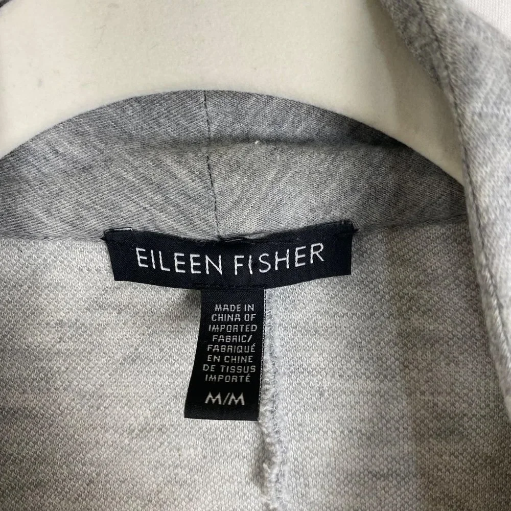 Eileen Fisher One Button Quilted Jacket Cardigan Sweater Grey - Picture 9 of 10